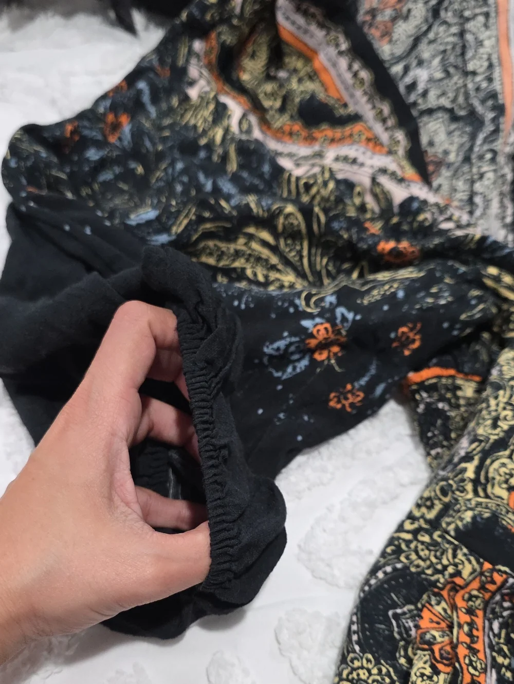 Free People Black Multi Floral Paisley V‑Neck